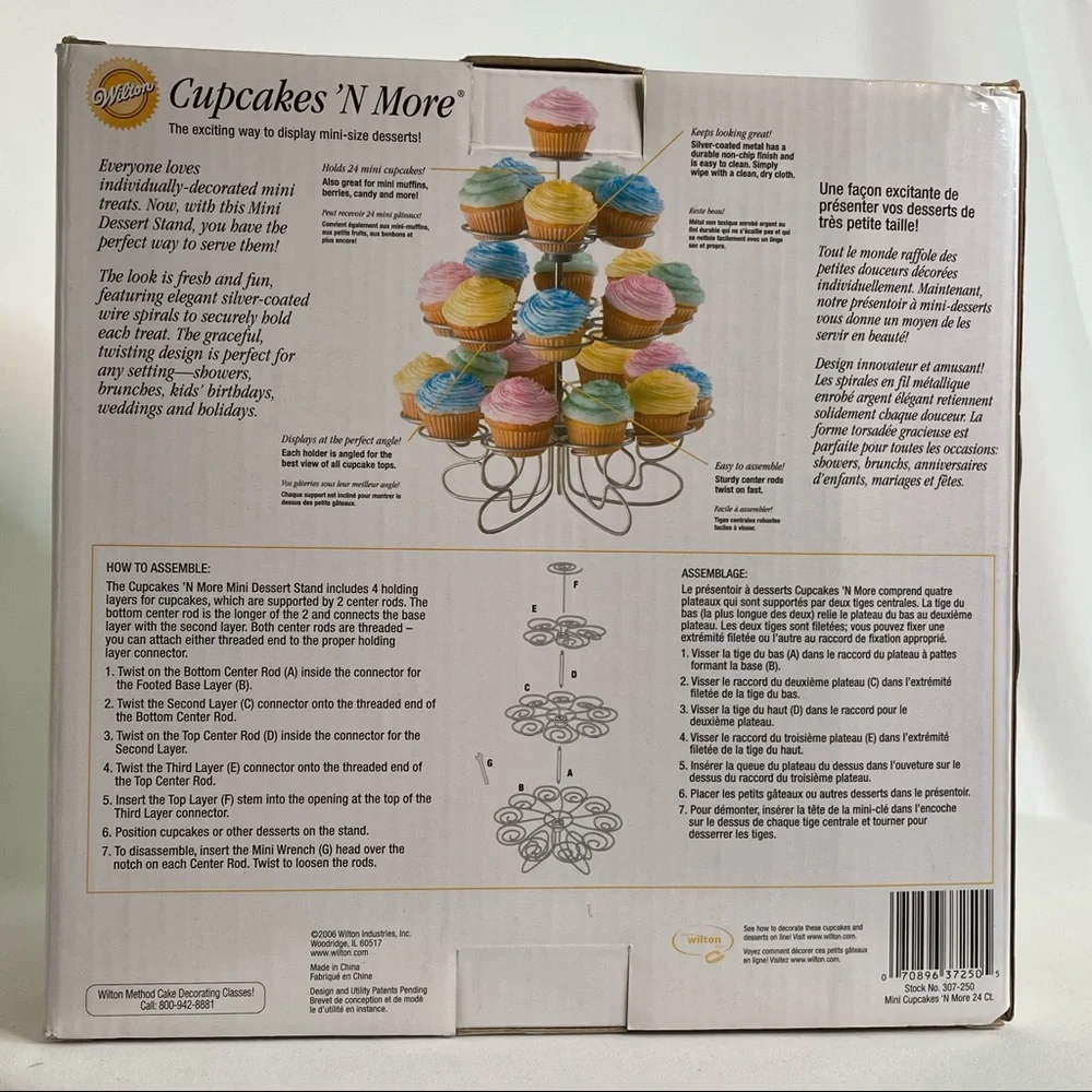 WILTON Cupcakes ‘N More Mini Dessert Stand Silvertone Metal